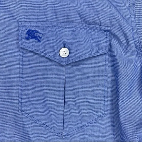 BURBERRY Men's Blue Linen Long Sleeve Button Down Shirt US S - Picture 9 of 11